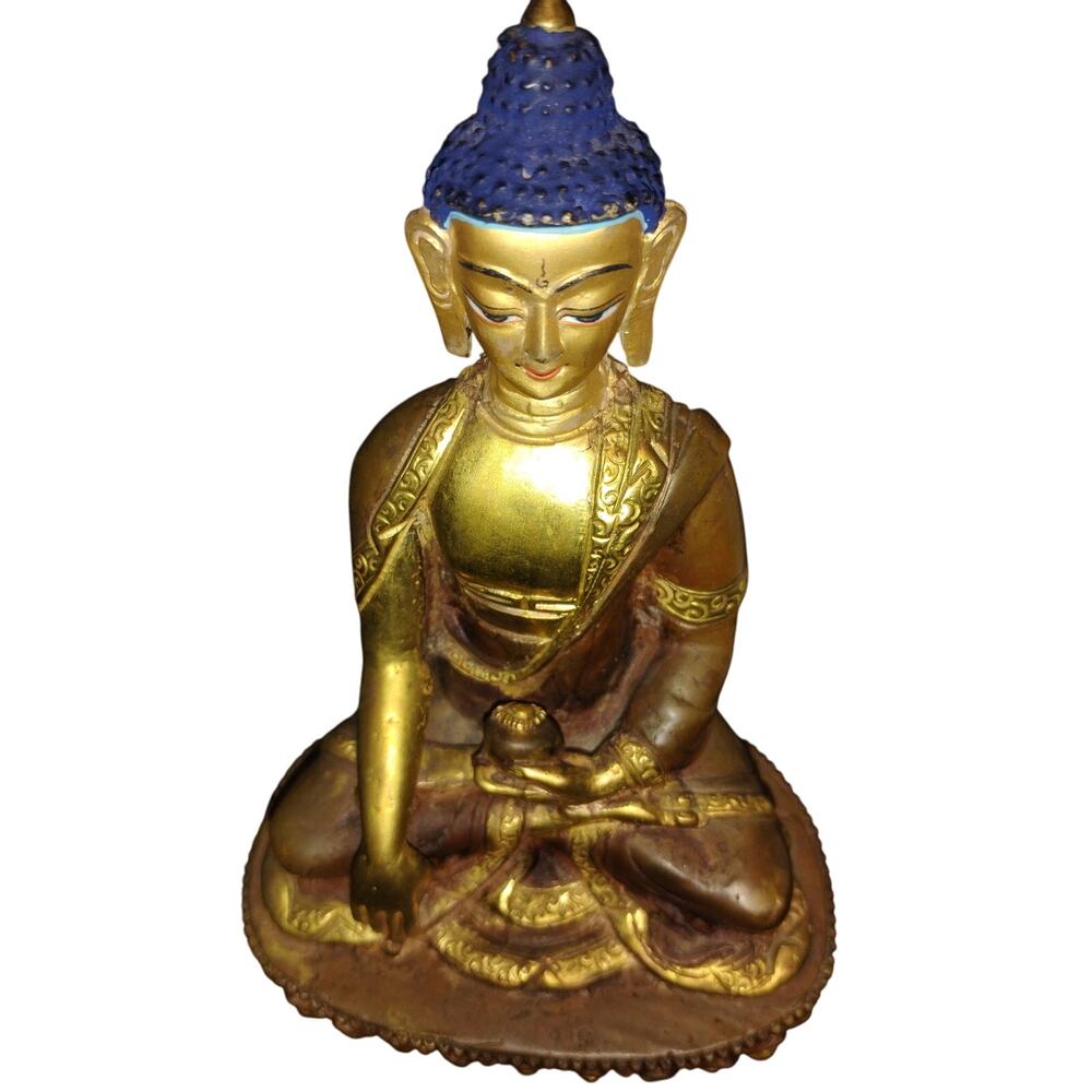 Solid Brass Buddha Statue Bhumisparsha Mudra Zen Asian Spiritual Decor